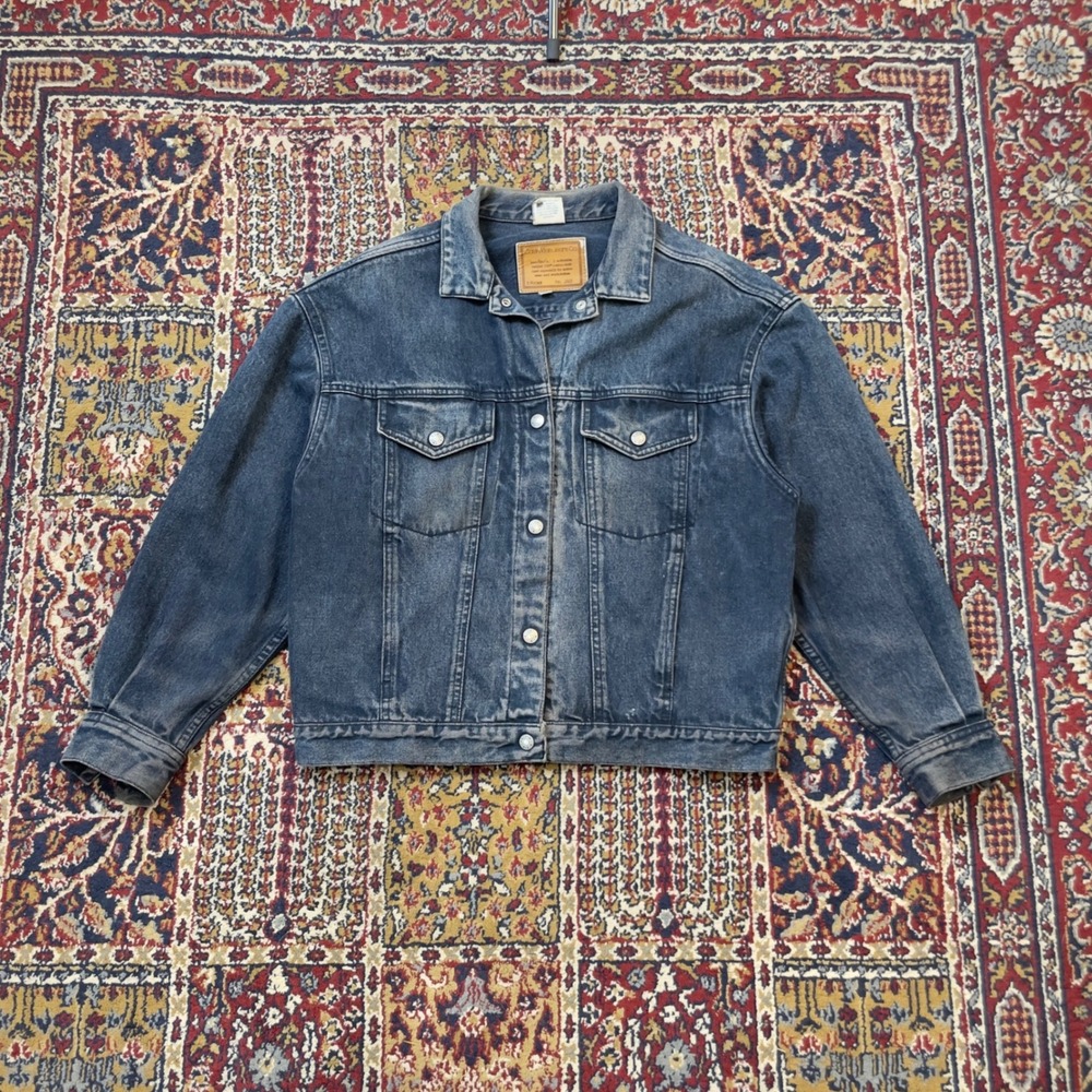 VTG 90s Calvin Klein Jeans 5 Pocket Faded Navy Denim Jacket M USA JA01 Trucker